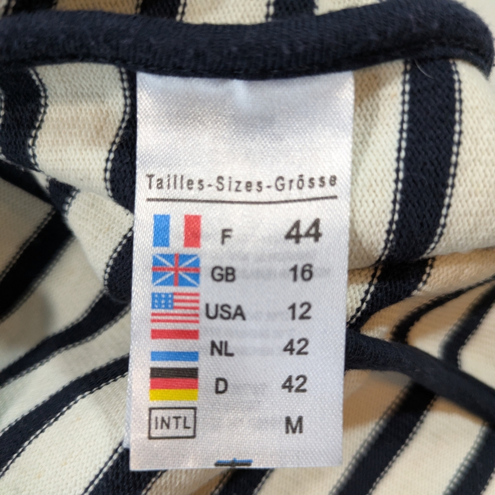 Saint James Atelier Navy Off White Striped Cardigan Zip Up Cotton Zip Up Size 12 - Picture 13 of 15